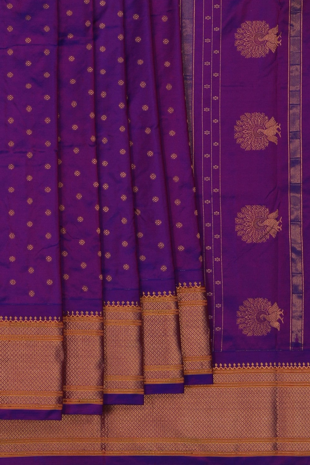 Image of Gadwal Silk Purple Saree